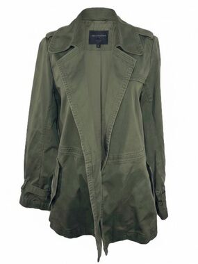 Coldwater Creek Army Military Green Belted Utility Trench Jacket Womens Size 12